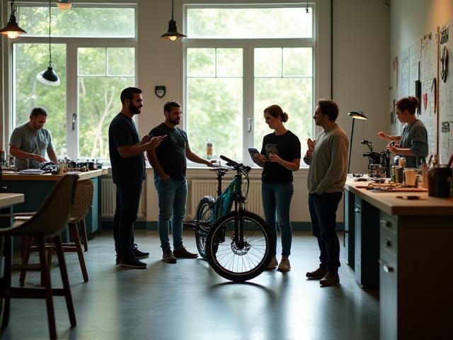 Mythos Mobility founding team collaborating in a well-lit workshop